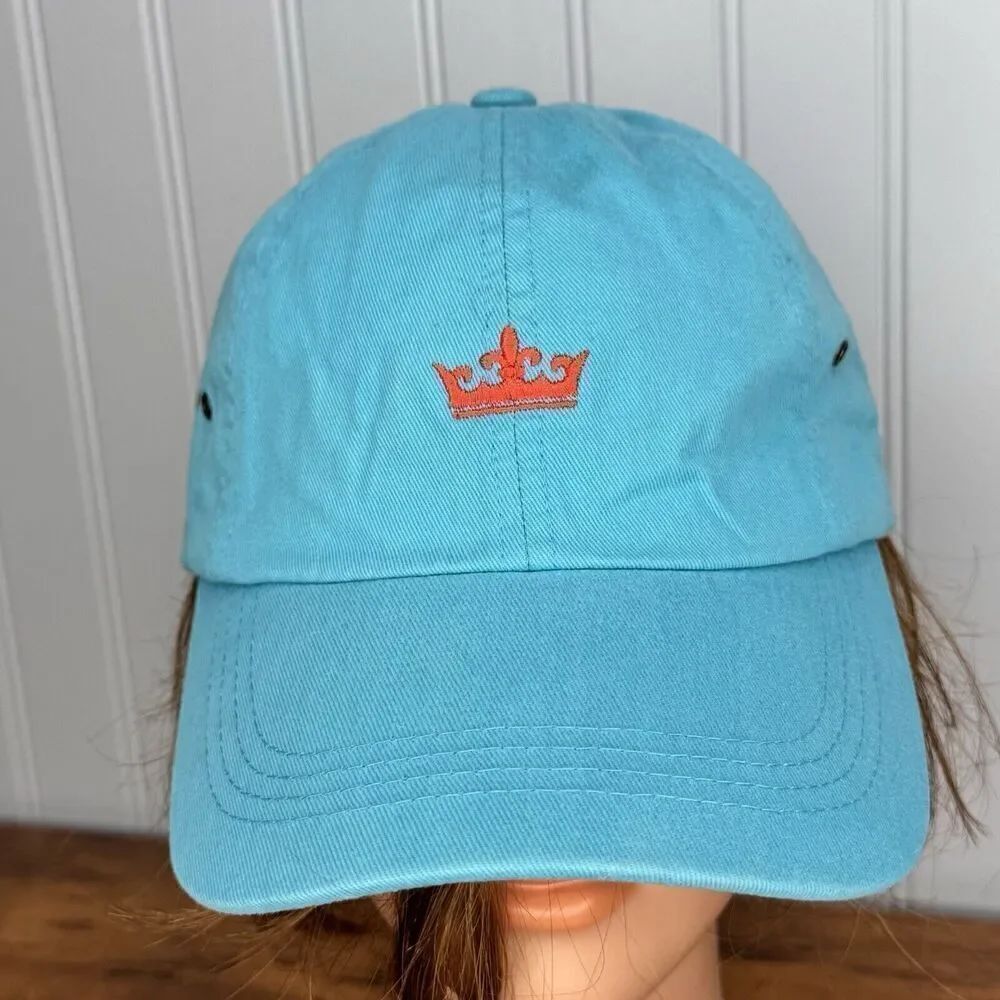 Peter Millar Light Blue Teal Red Strapback One Size Cotton Hat NWT